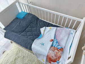 Сменный комплект постельного белья с пледом и подушкой Мишка