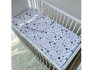 Сменный комплект постельного белья Звездочки серо-розовые