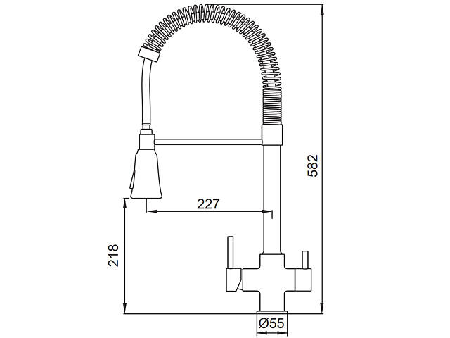 Смеситель для кухни Koer KB-72025-07 с выходом для питьевой воды (излив – пружина) (KR5016) - Фото 2