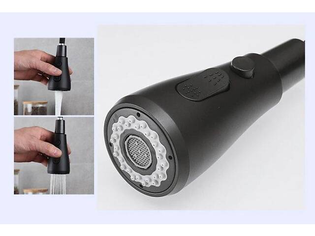 Смеситель для кухни латунный с подключением к фильтру, кран кухонный с выдвижным шлангом WanFan Черный - Фото 7