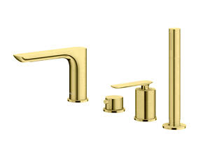 Смеситель для ванной KOHLMAN EXPERIENCE BRUSHED GOLD на борт ванны