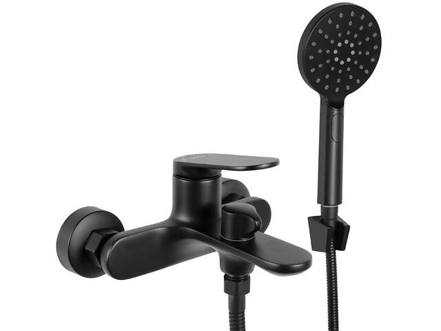 Змішувач для ванни та душу REA MARCO BLACK настінний із виливом - Фото 1