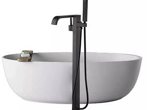 Смеситель напольный для ванной, латунный матовый душевой гарнитур 2в1 кран и душевая лейка Черный