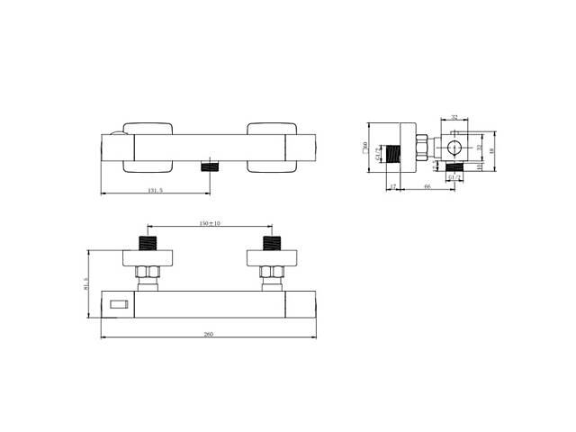 Смеситель PANARO Ø25 термостатический для душа CORSO ED-2D185C (9659300) - Фото 5