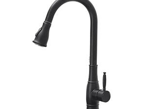 Змішувач сенсорний для раковини з висувним виливом, кран обертається на 360 градусів WanFan Чорний