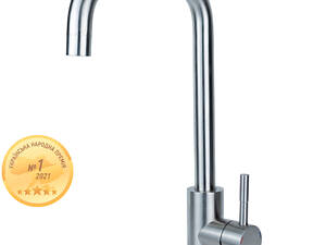 Смеситель KT Ø35 для кухни Г-гусак на гайке SS AQUATICA KT-4B270P (9722111)