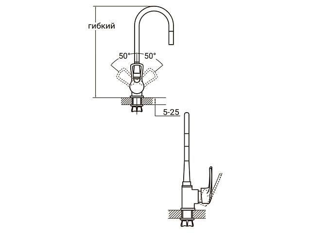 Змішувач ML Ø40 для кухні гусак силіконовий на гайці AQUATICA ML-4B544C (9746130) - Фото 2