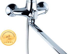 Смеситель NK Ø40 для ванны гусак прямой 350мм дивертор встроенный картриджный AQUATICA NK-2C232C (9749220)