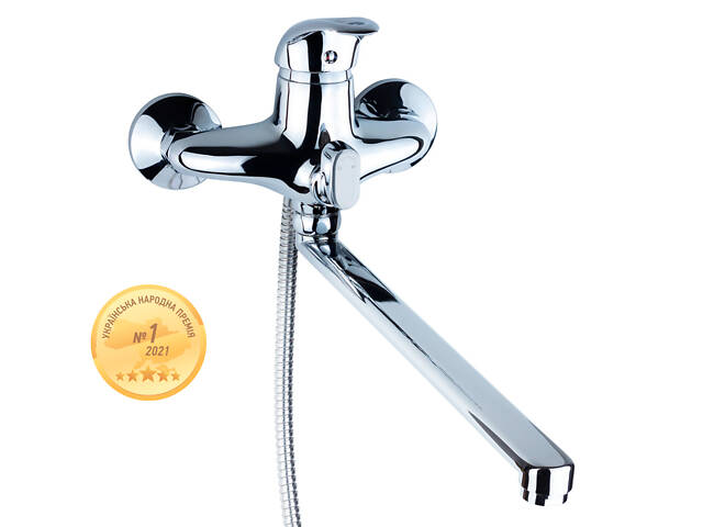 Змішувач NK Ø40 для ванни гусак прямий 350мм дивертор вбудований картриджний AQUATICA NK-2C232C (9749220) - Фото 1