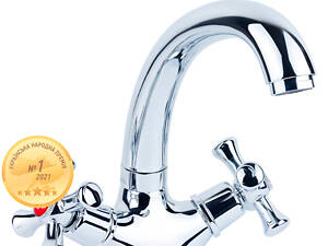 Смеситель PL 1/2' для кухни гусак короткий ухо на гайке AQUATICA PL-4B355C (9777100)