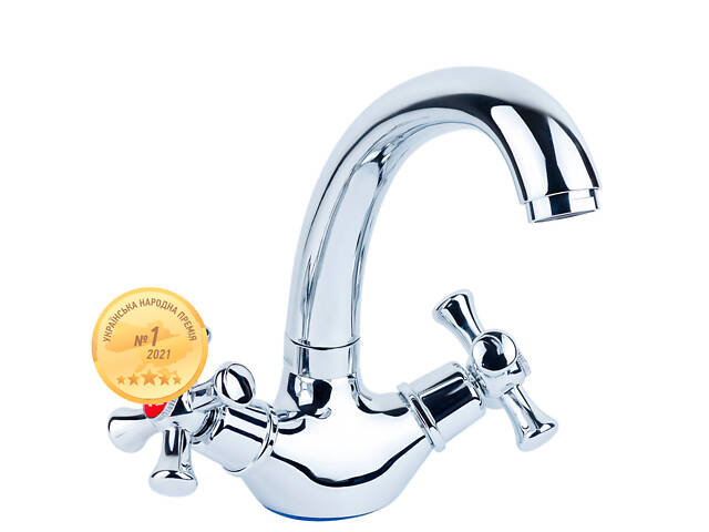 Смеситель PL 1/2' для кухни гусак короткий ухо на гайке AQUATICA PL-4B355C (9777100) - Фото 1