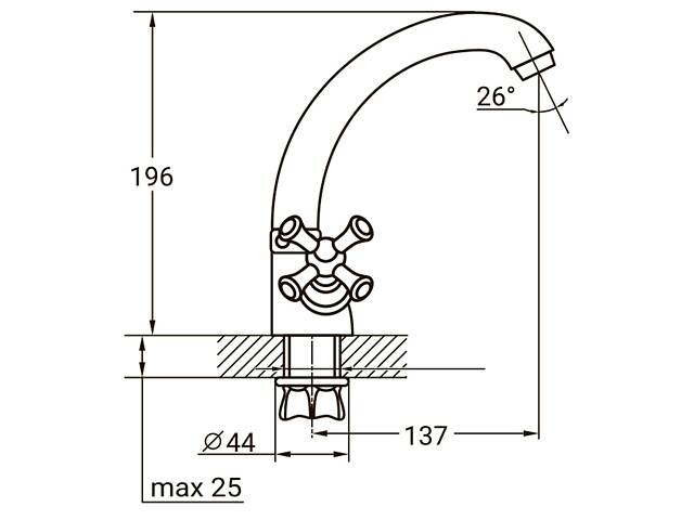 Смеситель PL 1/2' для кухни гусак короткий ухо на гайке AQUATICA PL-4B355C (9777100) - Фото 5