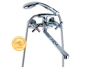 Смеситель PM 1/2' для ванны гусак прямой 350мм дивертор встроенный картриджный AQUATICA PM-2C257C (9780200)