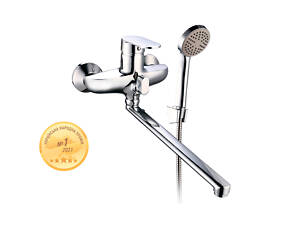 Смеситель s33 Ø40 для ванны гусак прямой 350мм дивертор встроенный картриджный AQUATICA (9733220)