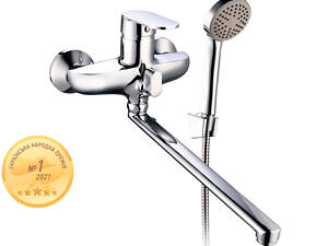 Змішувач s33 Ø40 для ванни гусак прямий 350мм дивертор вбудований картриджний AQUATICA (9733220)