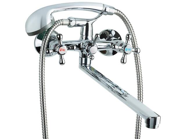 Смеситель s70 ½' для ванны гусак прямой 350мм дивертор встроенный шаровый TAU VD-5C261C (9870210) - Фото 1