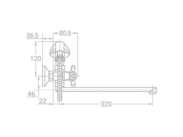 Смеситель s70 ½' для ванны гусак прямой 350мм дивертор встроенный шаровый TAU VD-5C261C (9870210) - Фото 3