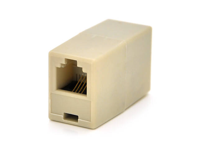 З'єднувач RJ11 6p4C мама/мама RJ11 для з'єднання кабелю, білий, Q100 - Фото 1