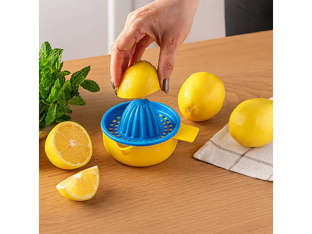 Соковичавниця ручна для цитрусових 200 мл Жовтий із блакитним - Фото 1