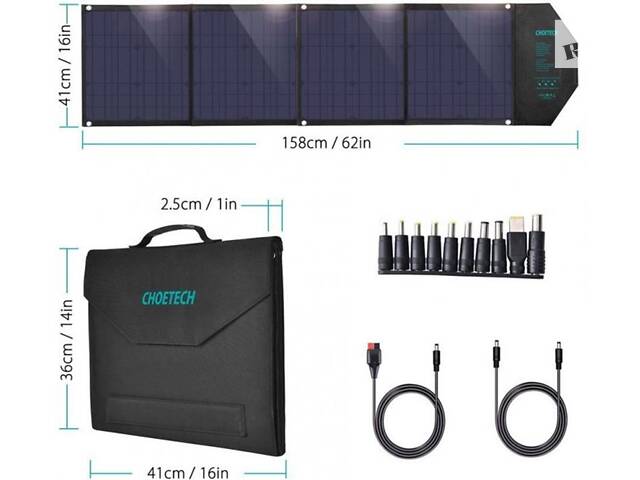 Солнечное зарядное устройство CHOETECH 80W 158x41см USB 30W (SC007) - Фото 6