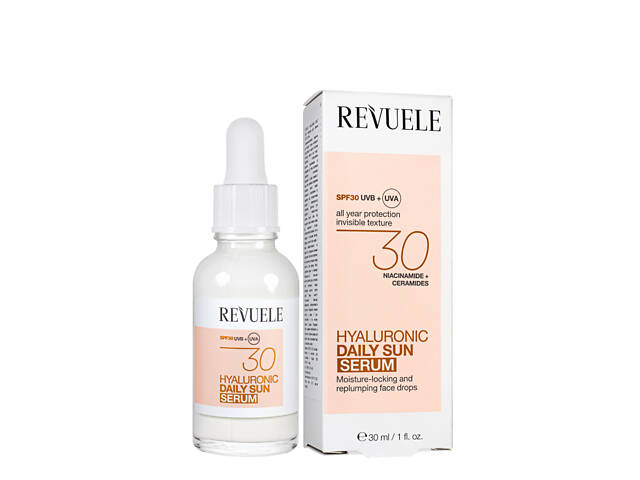 Солнцезащитная сыворотка для лица SPF30 Revuele c гиалуроновой кислотой 30 мл