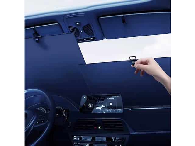 Солнцезащитная шторка на лобовое стекло (комплект из 2 шт) (1.35x0.7m) Black - Фото 2