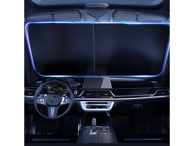 Солнцезащитная шторка на лобовое стекло (комплект из 2 шт) (1.35x0.7m) Black - Фото 3