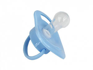 Соска силиконовая с крышечкой голубая