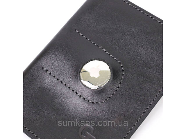 Сучасна шкіряна обкладинка на паспорт з утримувачем для Apple AirTag GRANDE PELLE 11622 Чорний - Фото 5