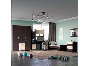 Спальня Дитяча Еверест Бриз Комплект 8 (модульна - 5 елементів) венге + дуб молочний (DTM-2562)