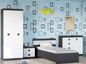 Спальня Дитяча Еверест Соната Комплект 7 (модульна - 4 елементи) венге темний + білий (DTM-2590)