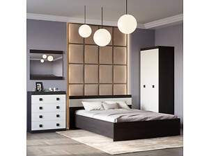 Спальня Соната Эверест Комплект 14 (модульная - 4 элемента) венге темный + белый (DTM-2619)
