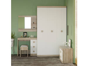 Спальня Соната Эверест Комплект 9 (модульная - 3 элемента) дуб сонома + белый (DTM-2613)