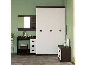 Спальня Соната Эверест Комплект 9 (модульная - 3 элемента) венге темный + белый (DTM-2612)