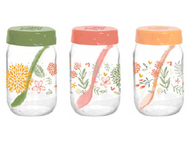 Спецівниця HEREVIN Decorated Spice Jar Set MIX з ложкою 0.370 л (131507-157) (131507-157) - Фото 1