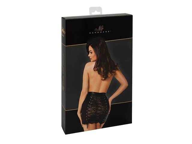 Спідниця Noir Handmade F341 Powerwetlook and lace skirt Чорний S (SX2130) - Фото 9