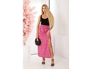 Юбка софт с цветочным принтом, цвет розовый, 257R11