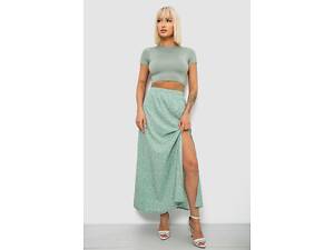 Спідниця софт однотонна в горошок, колір оливковий, 257R11-1