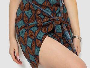 Юбка с принтом, цвет коричнево-зеленый, 244R202