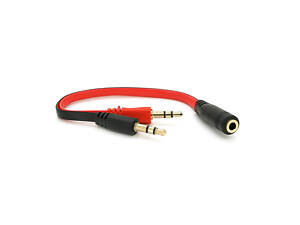 Сплиттер Jack 3.5(мама) =>2*Jack 3.5(папа) для наушников и микрофон, круглый, Пакет