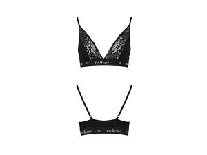 Спортивний топ з мереживом Passion PS001 TOP розмір L Чорний (SO4175)