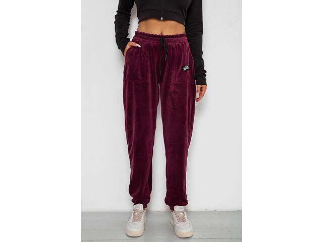 Спортивні штани велюрові жіночі, колір бордовий, 238R58649-1 - Фото 1