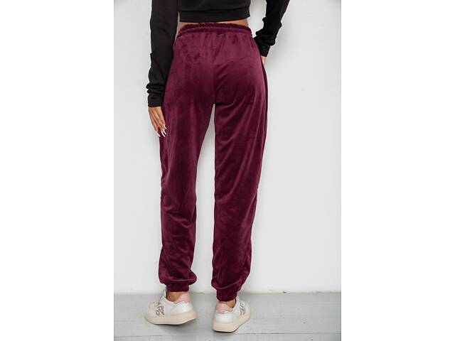Спортивні штани велюрові жіночі, колір бордовий, 238R58649-1 - Фото 4