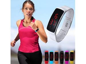 Спортивні силіконові LED годинник-браслет Білий