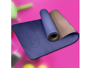 Спортивний килимок для йоги фітнеса пілатеса PowerPlay 4150 TPE Premium Performance Mat Синій (183x61x0.6)
