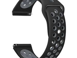 Спортивний ремінець Primolux Perfor Sport з перфорацією для годинника Amazfit Bip 5 / Bip 6 - Black&Grey
