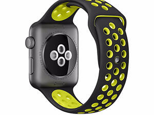 Спортивный ремешок с перфорацией Primo для часов Apple Watch 42mm / 44mm / 45mm размер L - Black&Yellow
