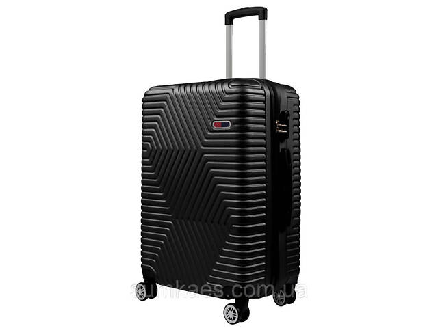 Середня пластикова валіза на колесах 70L GD Polo чорна - Фото 1