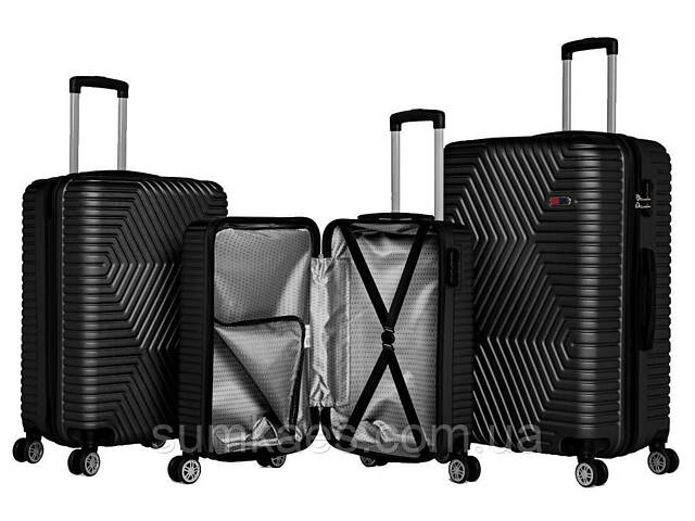 Середня пластикова валіза на колесах 70L GD Polo чорна - Фото 5