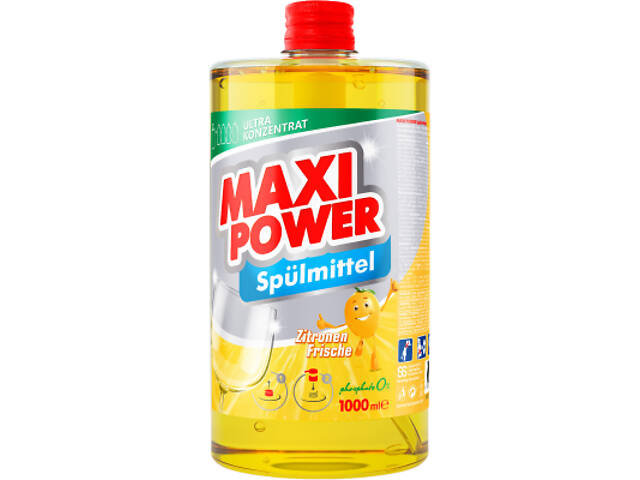 Засіб для ручного миття посуду Maxi Power Лимон запаска 1000 мл (4823098408444) - Фото 1